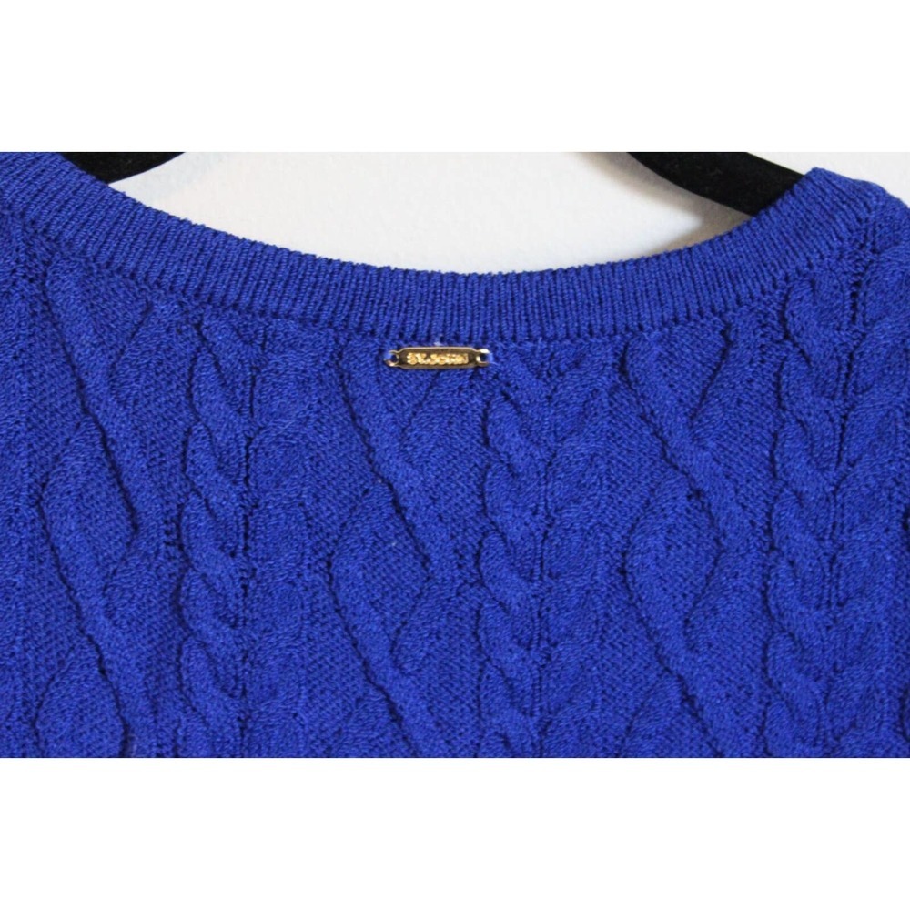 St. John Wool Blend Sleeveless Cable Knit Sweater Blue Women's P Petite H12105 - Picture 11 of 14